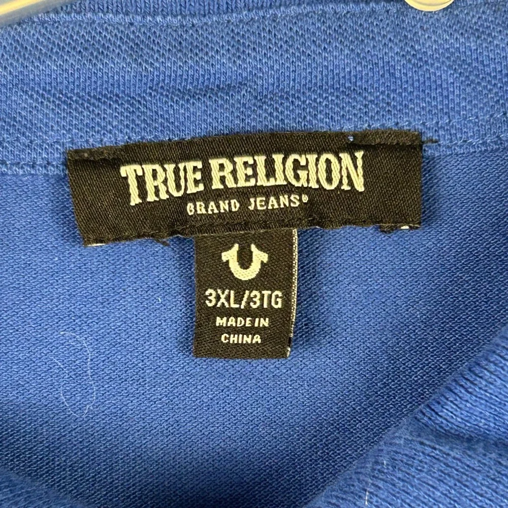 True Religion Mens Royal Blue Contrast Stitch Horseshoe Polo Shirt 3XL